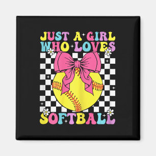 Just A Girl Who Loves Softll Retro Softll Girl _3 Magnet