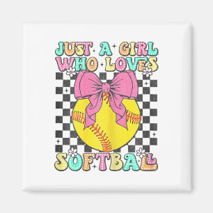 Just A Girl Who Loves Softll Retro Softll Girl  Magnet
