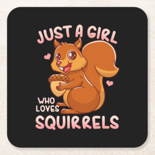 Just A Girl Who Loves Squirrels Square Paper Coaster