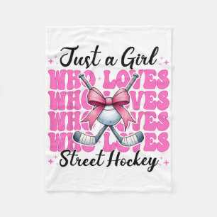 Just A Girl Who Loves Street Hockey Coquette Bow Fleece Blanket