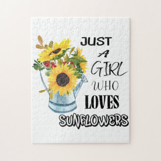 Just A Girl Who Loves Sunflowers  Jigsaw Puzzle