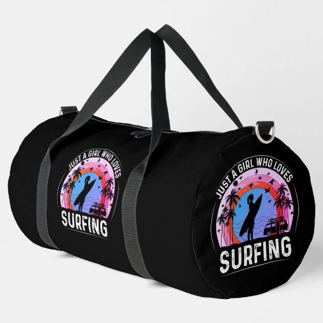 Just a Girl Who Loves Surfing Duffle Bag (Left Corner)