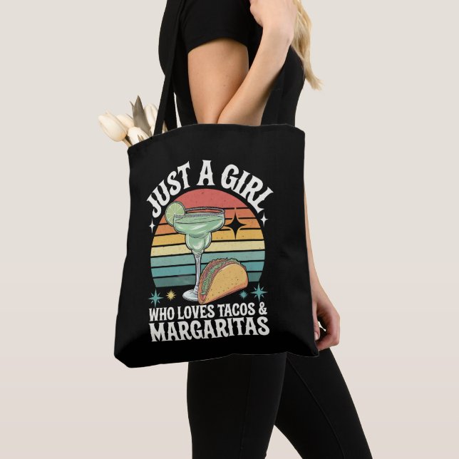 Just A Girl Who Loves Tacos And Margarita Mexican Tote Bag (Close Up)