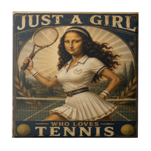Just A Girl Who Loves Tennis Funny Mona Lisa Ceramic Tile