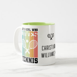 Just a girl who loves Tennis   Personalised Tennis Two-Tone Coffee Mug