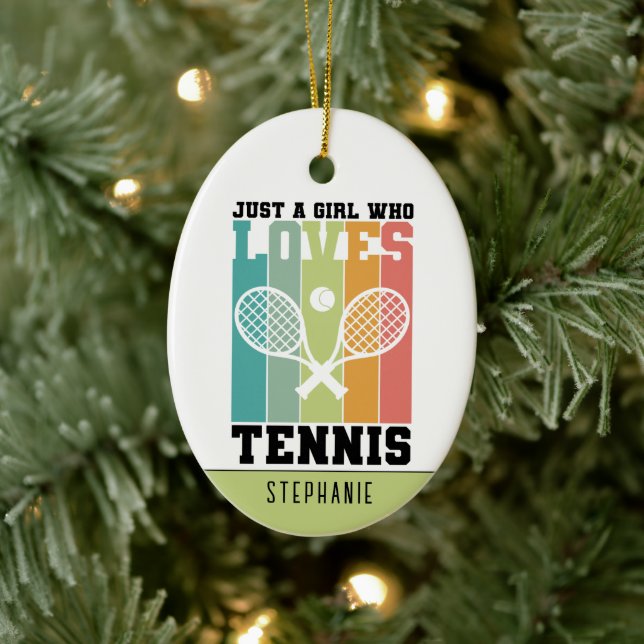 Just a girl who loves Tennis | Tennis Player Gifts Ceramic Ornament (Tree)