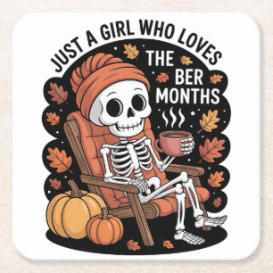 Just a Girl Who Loves the Ber Months Christmas  Square Paper Coaster