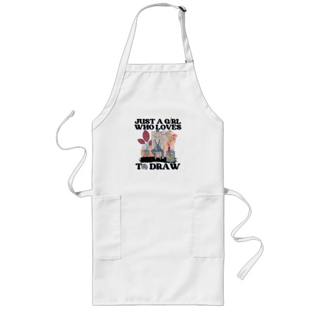 Just a Girl Who Loves to Draw Long Apron (Front)