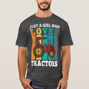 Just A Girl Who Loves Tractors Farmers Kids Girls  T-Shirt