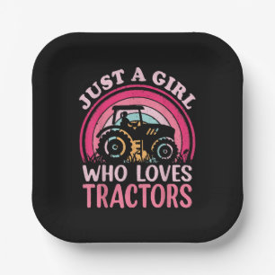 Just A Girl Who Loves Tractors Paper Plate