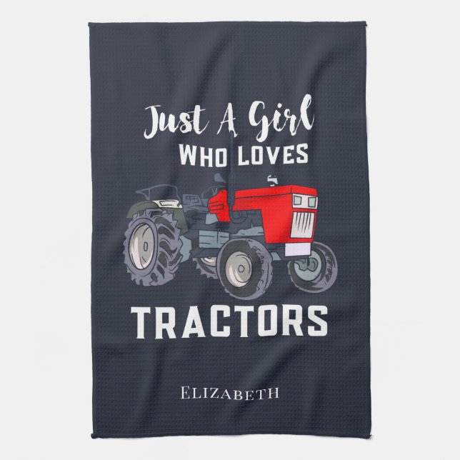Just A Girl Who Loves Tractors Tea Towel (Vertical)