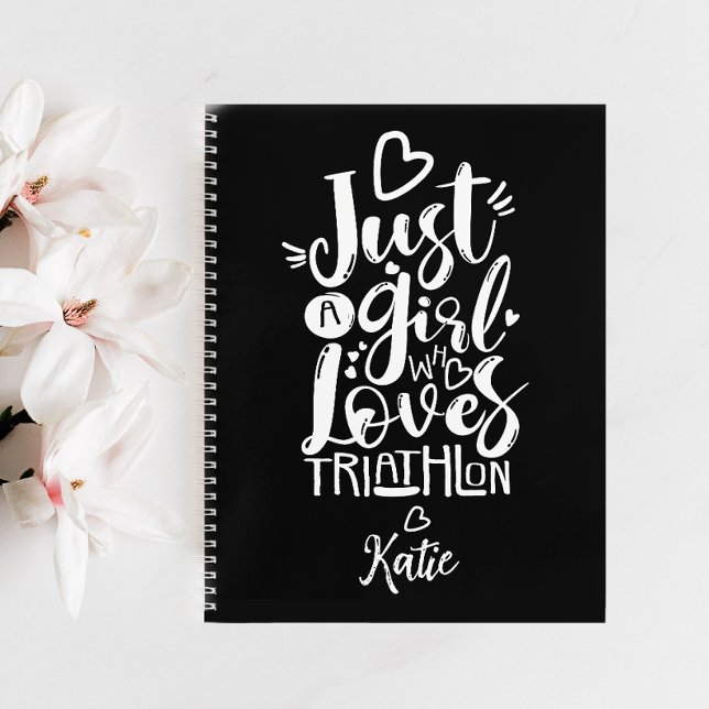 Just A Girl Who Loves Triathlon Black And White Notebook (Creator Uploaded)
