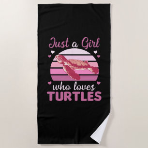 Just A Girl who Loves Turtles - cute Turtle Beach Towel