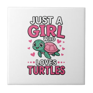 Just a Girl Who Loves Turtles Cute Turtle Vector D Ceramic Tile
