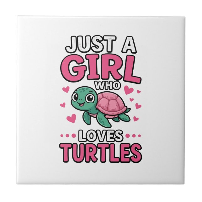 Just a Girl Who Loves Turtles Cute Turtle Vector D Ceramic Tile (Front)