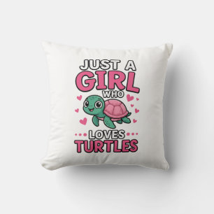 Just a Girl Who Loves Turtles Cute Turtle Vector D Cushion