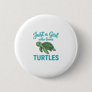 Just a Girl Who Loves Turtles Vintage Engraving Te 6 Cm Round Badge