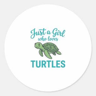Just a Girl Who Loves Turtles Vintage Engraving Te Classic Round Sticker
