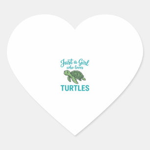 Just a Girl Who Loves Turtles Vintage Engraving Te Heart Sticker