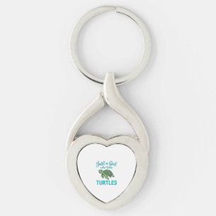 Just a Girl Who Loves Turtles Vintage Engraving Te Key Ring