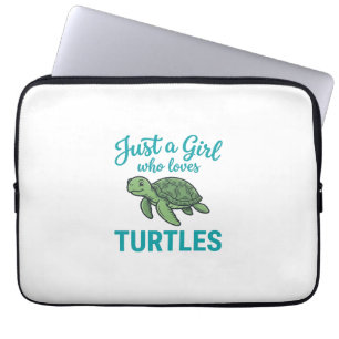 Just a Girl Who Loves Turtles Vintage Engraving Te Laptop Sleeve
