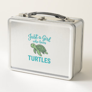 Just a Girl Who Loves Turtles Vintage Engraving Te Metal Lunch Box