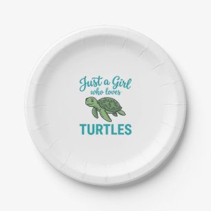 Just a Girl Who Loves Turtles Vintage Engraving Te Paper Plate