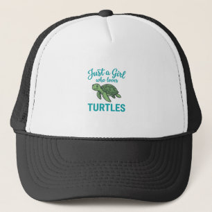 Just a Girl Who Loves Turtles Vintage Engraving Te Trucker Hat