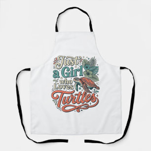 Just a Girl Who Loves Turtles Vintage Shirt Design Apron