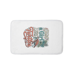 Just a Girl Who Loves Turtles Vintage Shirt Design Bath Mat
