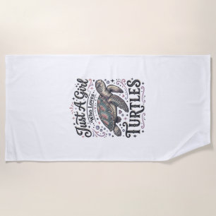 Just A Girl Who Loves Turtles Vintage Shirt Design Beach Towel