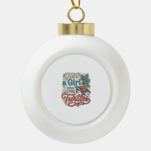 Just a Girl Who Loves Turtles Vintage Shirt Design Ceramic Ball Christmas Ornament