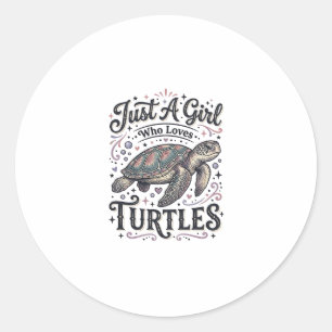 Just A Girl Who Loves Turtles Vintage Shirt Design Classic Round Sticker