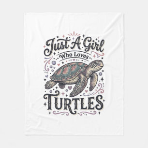 Just A Girl Who Loves Turtles Vintage Shirt Design Fleece Blanket