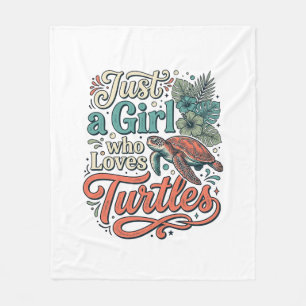 Just a Girl Who Loves Turtles Vintage Shirt Design Fleece Blanket