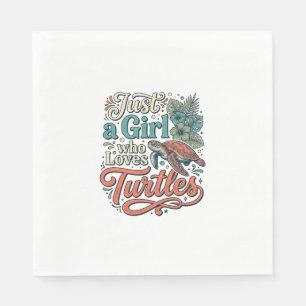 Just a Girl Who Loves Turtles Vintage Shirt Design Napkin