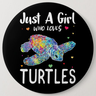 Just a Girl Who Loves Turtles Watercolor Sea Ocean 6 Cm Round Badge