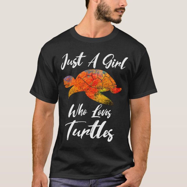 Just A Girl Who Loves Turtles Women & Kids Tortois T-Shirt (Front)