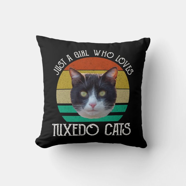 Just A Girl Who Loves Tuxedo Cats Cushion (Front)