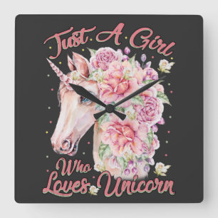 Just A Girl Who Loves Unicorn Square Wall Clock