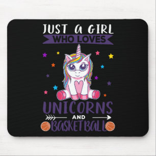 Just A Girl Who Loves Unicorns And Basketball  Mouse Pad
