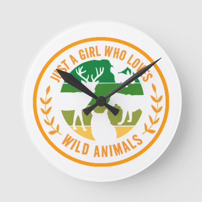 Just a girl who loves wild animals gift  round clock (Front)