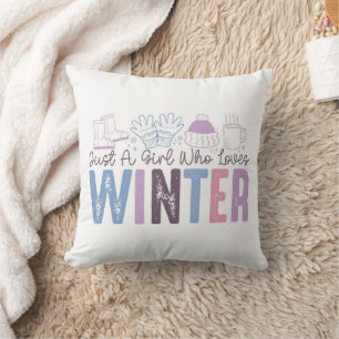 Just a Girl Who Loves Winter Cute Seasonal Design Cushion