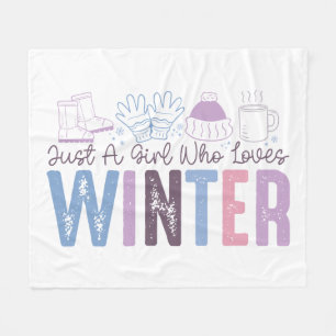 Just a Girl Who Loves Winter Cute Seasonal Design Fleece Blanket