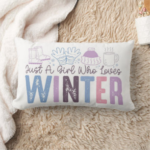 Just a Girl Who Loves Winter Cute Seasonal Design Lumbar Cushion