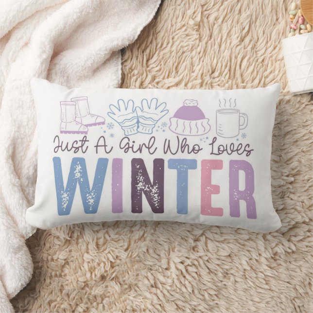 Just a Girl Who Loves Winter Cute Seasonal Design Lumbar Cushion (Blanket)