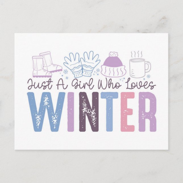 Just a Girl Who Loves Winter Cute Seasonal Design Postcard (Front)