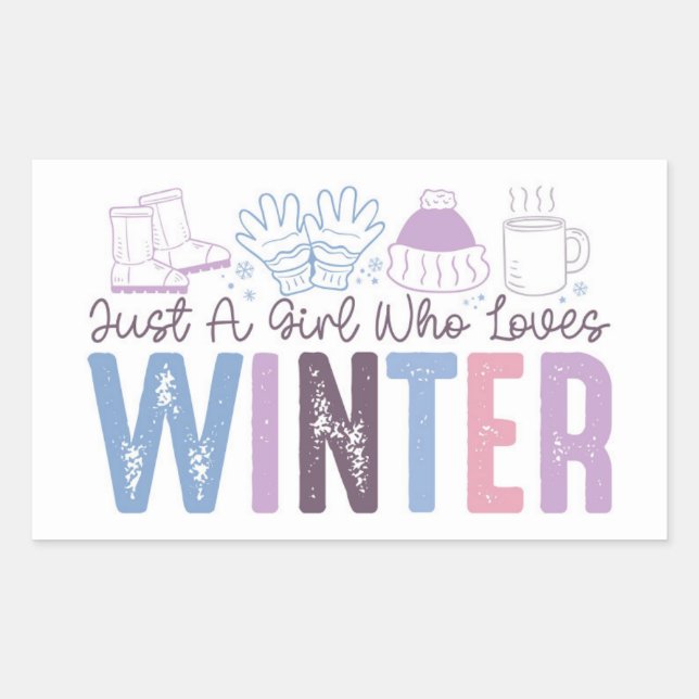 Just a Girl Who Loves Winter Cute Seasonal Design Rectangular Sticker (Front)