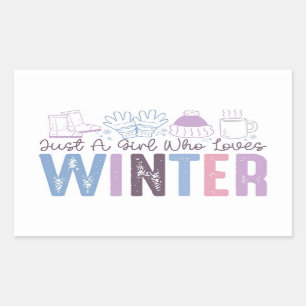 Just a Girl Who Loves Winter Cute Seasonal Design Rectangular Sticker