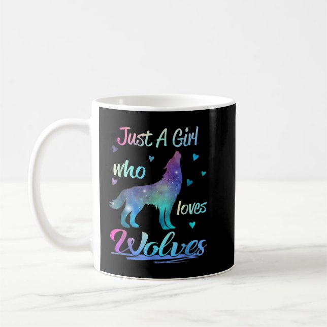 Just A Girl Who Loves Wolves Animal Coffee Mug (Left)